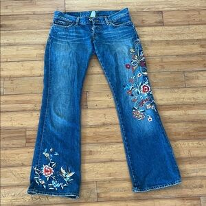 Lucky Brand Blue Floral Embroidered Jeans